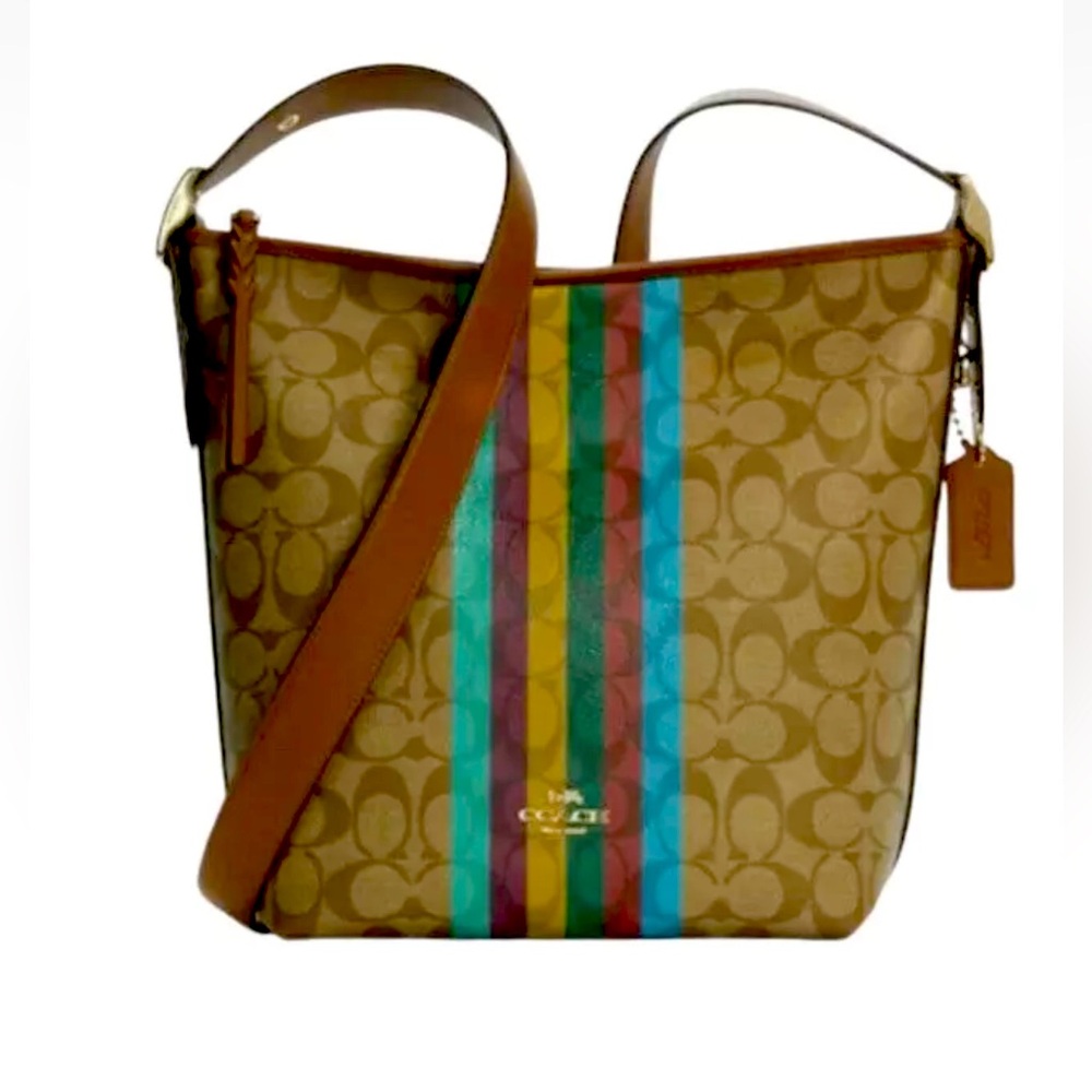 NEW Coach Val Signature Legacy W/Stripe Coated Canvas/Leather Duffle Bag